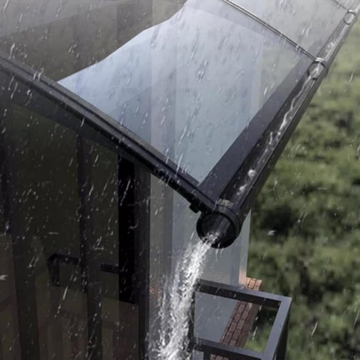 Weerbestendige Deurluifel - Voordeur Overkapping - Bescherming tegen Regen - Aluminium Frame - 45 x 130 cm - Transparant Zwart