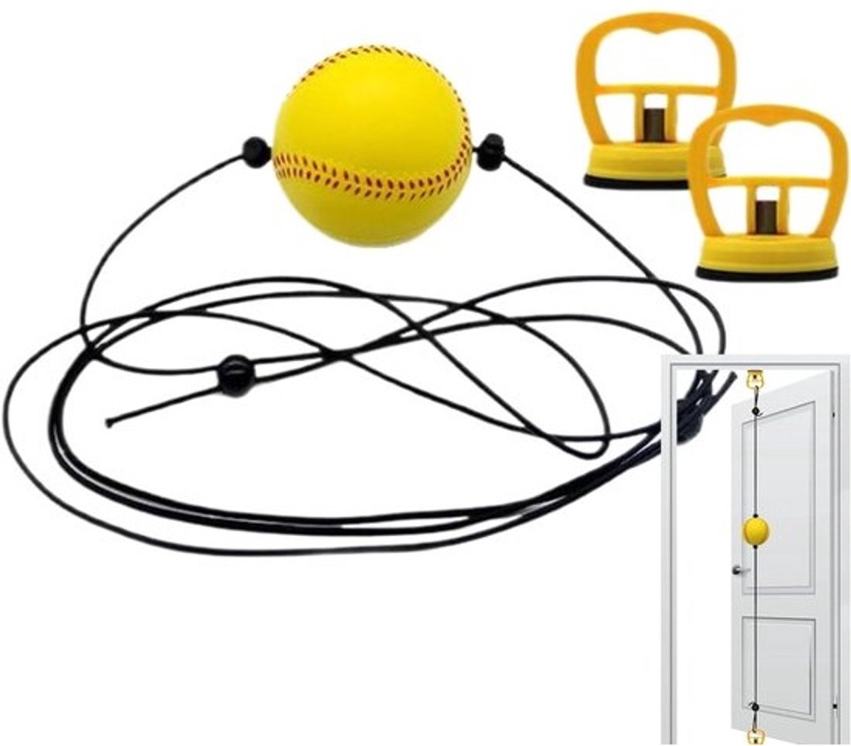 Kleine Bokszak - Boksbal - Thuis Workout - Boorvrije Installatie - 112 cm breed - Zwart