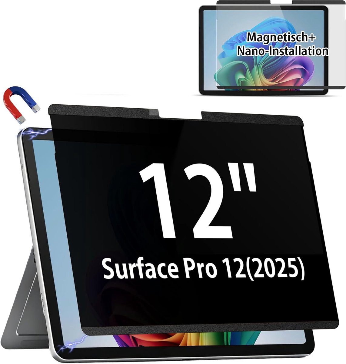 Magnetische privacyfilter voor Microsoft Surface Pro 12 inch, afneembaar, anti-spy, blauw licht, privacyscherm, privacyfolie, privacyfilter, privacybeschermingsfolie