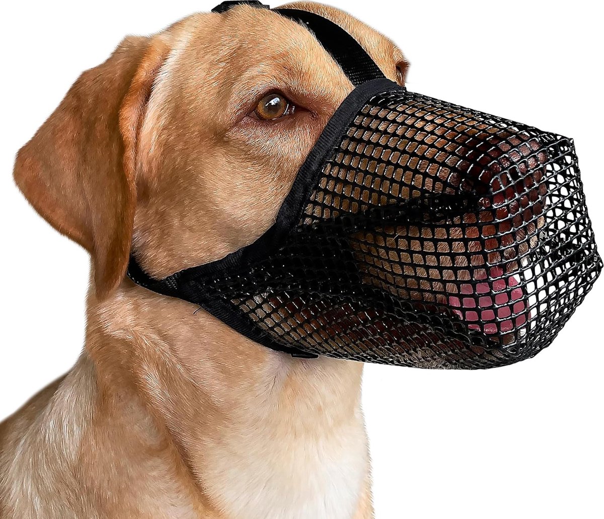 Muilkorf met zachte mesh voor kleine, middelgrote en grote honden, vergiftigd aasbeschermingsmuilkorf met verstelbare riemen, voorkomt bijten, kauwen en likken
