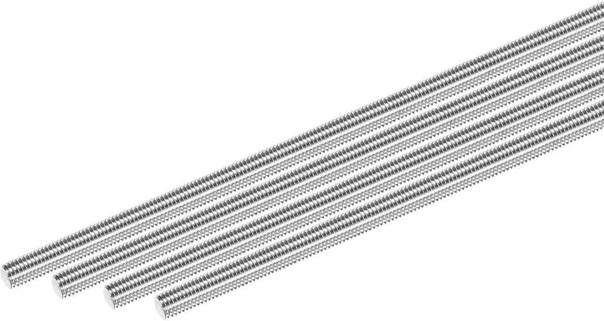 METERXITY Set van 4 volledige schroefdraadstangen, M8 x 300 mm, 304 roestvrij staal, rechtse schroefdraad, stiftschroeven voor meubelankerbouten, klemmen, U-bouten, metrische schroefdraadschroef