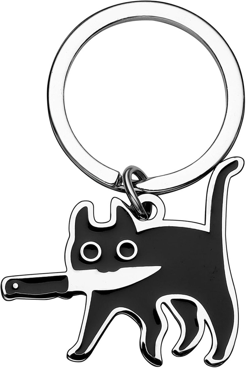 kat sleutelhanger, schattige sleutelhanger voor Halloween, hanger geschenken voor kattenliefhebbers, kittens met mes, voor handtassen, portemonnees, mobiele telefoonhanger, riem, sleutels