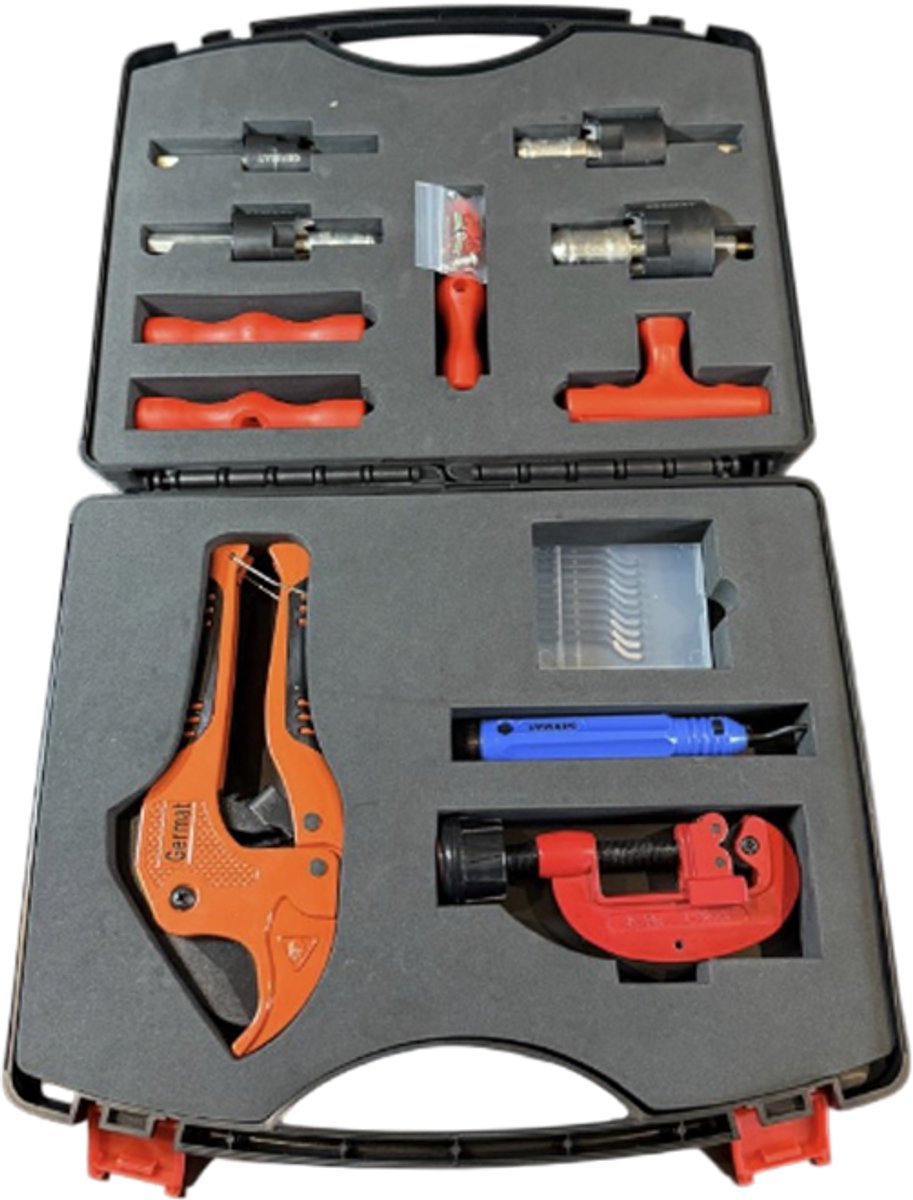 Germat Leiding Gereedschap Set – PEX AluPEX Kalibrator 16-20-26-32 mm – Kniptang 42 mm – Buizensnijder Koper/Staal 3-32 mm