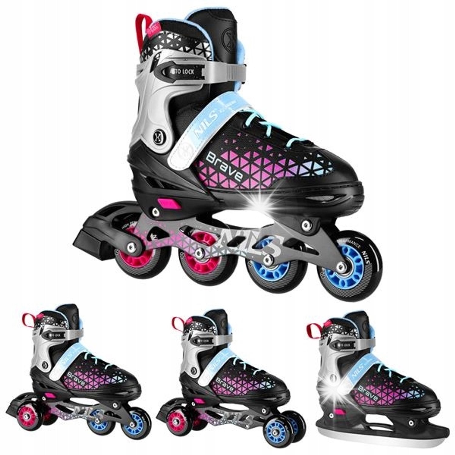 Merkloze 4-in-1 Schaatsen/Skeelers BRAVE