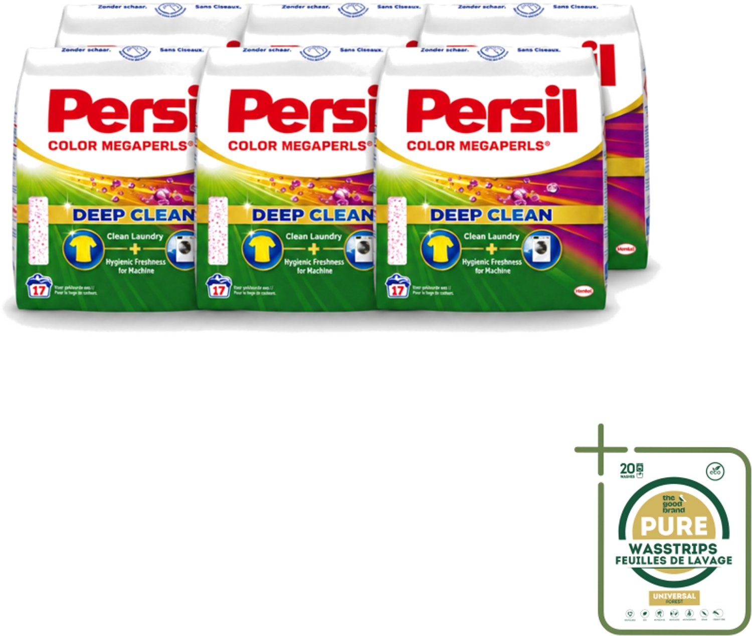 6 x Persil Color Megaperls - Deep Clean - Waspoeder - Gekleurde Was - 17 Wasbeurten - Wasstrips - Waspoeder - Wasbeurt - Kleurbehoud - Vlekverwijdering - Frisheid