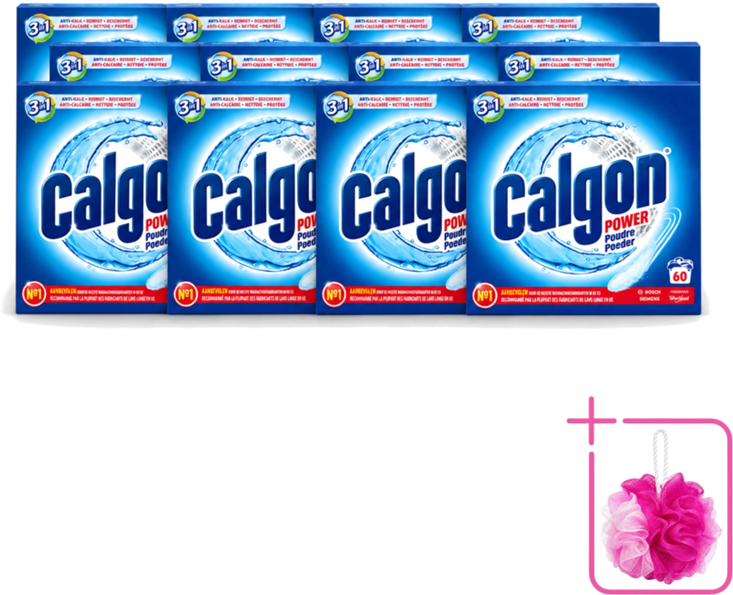 12 x Calgon – Wasmachinereiniger Poeder – 3-in-1 Power Anti-Kalk – 60 doseringen - Bulkverpakking - Wasmachine reiniger - Douchemop - Anti-kalk poeder