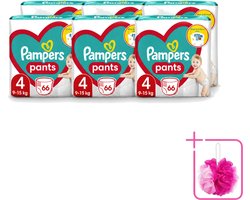 6 x Pampers – Luierbroekjes – Pants Maat 4 – 66 Luiers - Bulkverpakking - Luier broekje - Douchemop - Luier voor baby