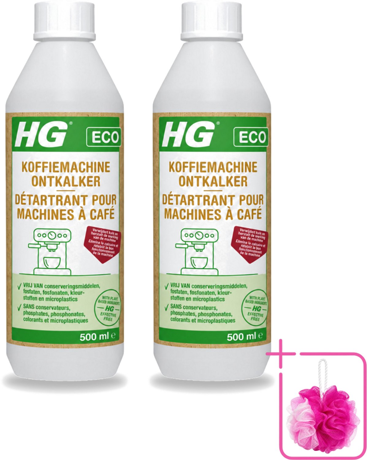 2 x HG ECO - Koffiemachine Ontkalker - Op Basis Van Citroenzuur - 6 Reinigingsbeurten - 500 ml - Bulkverpakking - Koffiemachine ontkalker - Douchemop - Citroenzuur