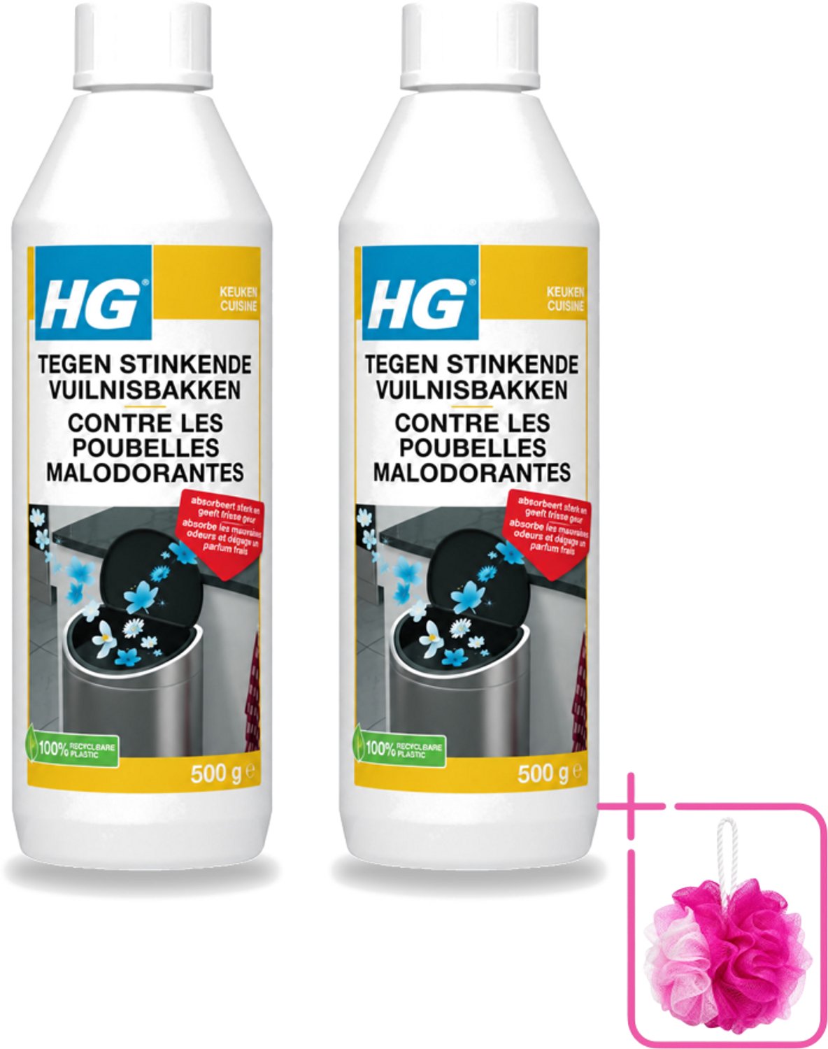 2 x HG - Tegen Stinkende Vuilnisbakken - Neutraliseert Geuren - 500 g - Bulkverpakking - Stinkende vuilnisbakken - Geurneutraliseren