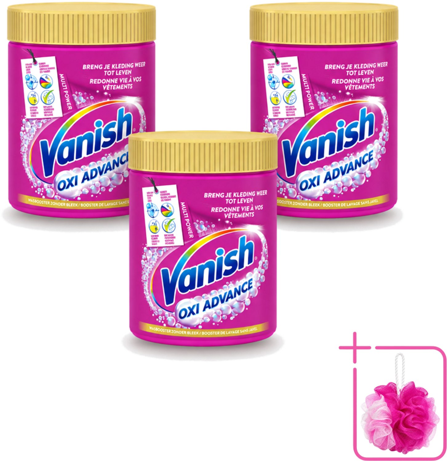 3 x Vanish Oxi Advance - Vlekkenverwijderaar Poeder - Zonder Bleek - Gekleurde Was - 840 Gram - Bulkverpakking - Vlekkenverwijderaar - Douchemop - Wasbooster