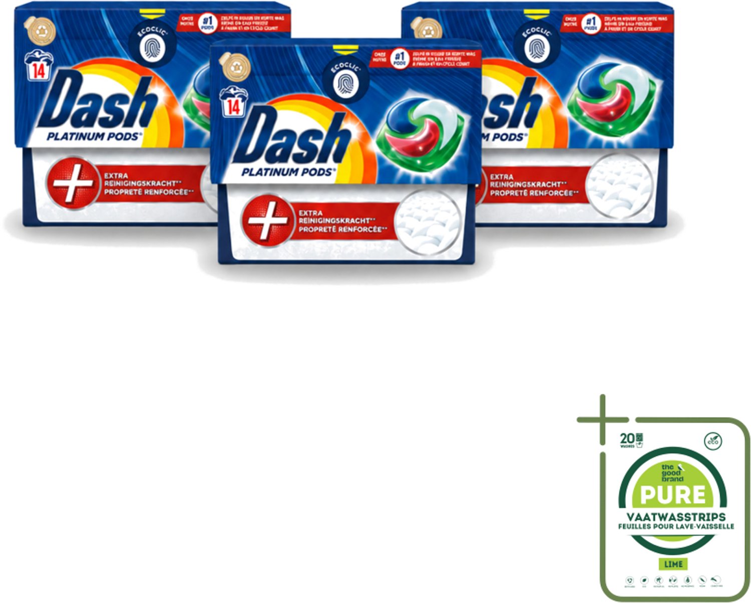 3 x Dash Platinum - Wasmiddel Capsules - Witte en Gekleurde Was - 14 Wasbeurten - Grootverpakking - Vaatwasstrips - Wasmiddel - Wascapsules - Vlekverwijdering - Frisheid - Wasmachine
