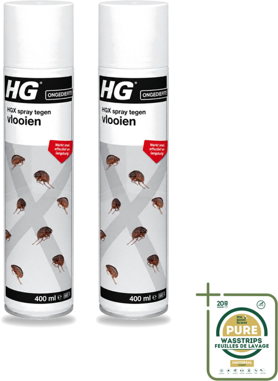 2 x HG X - Anti Vlooien Spray - Effectieve Bestrijding - 400 ml - Wasstrips - Vlooienbestrijding - Vlooienverwijdering - Vlooienprobleem - Vlooienbestrijdingsmiddel - Vlooienverwijderen