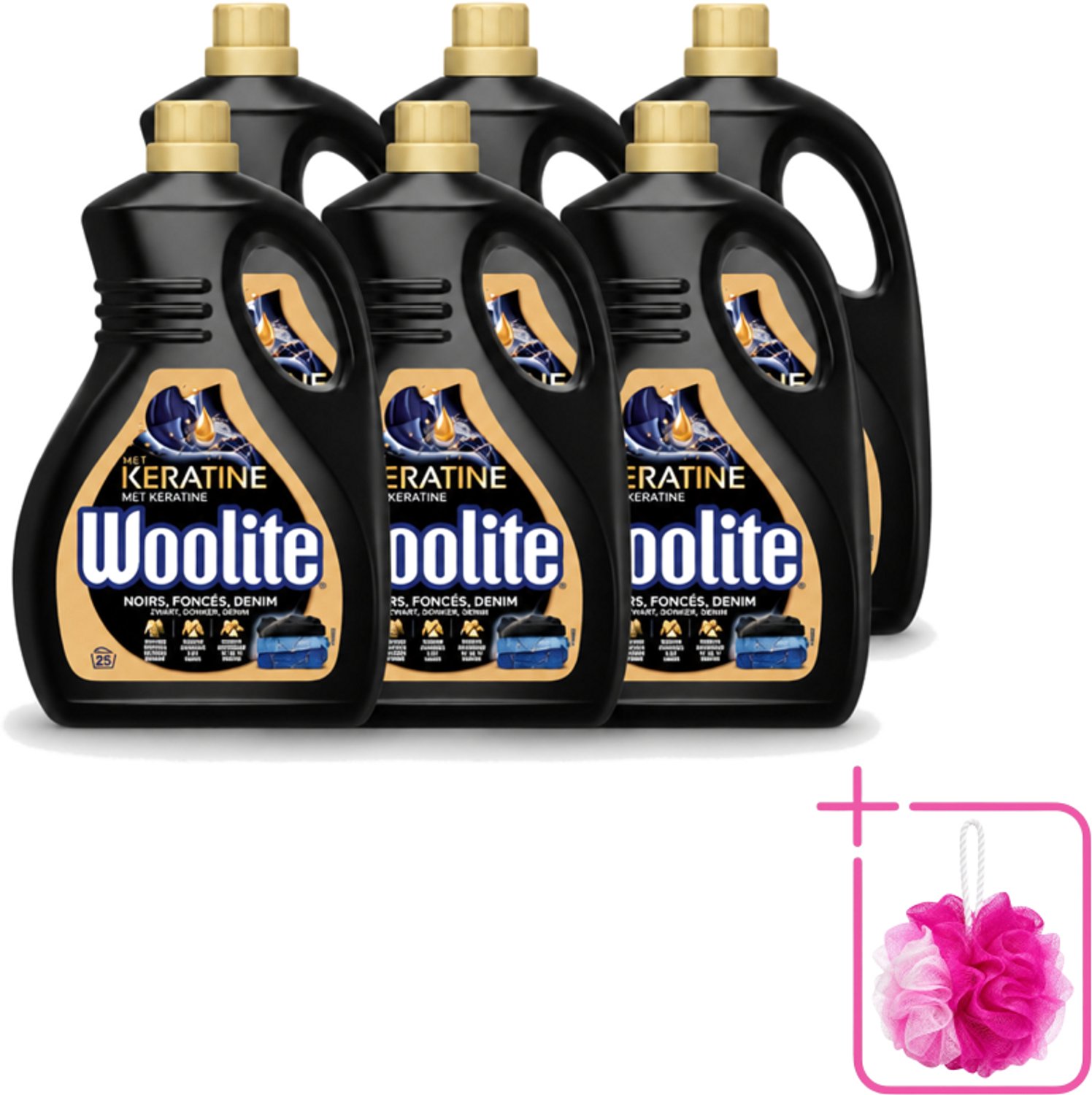 6 x Woolite Dark - Vloeibaar Wasmiddel - Met Keratine - Donkere & Denim Was - 25 Wasbeurten - 1,5L - Bulkverpakking - Donker wasmiddel - Douchemop - Denim wasmiddel