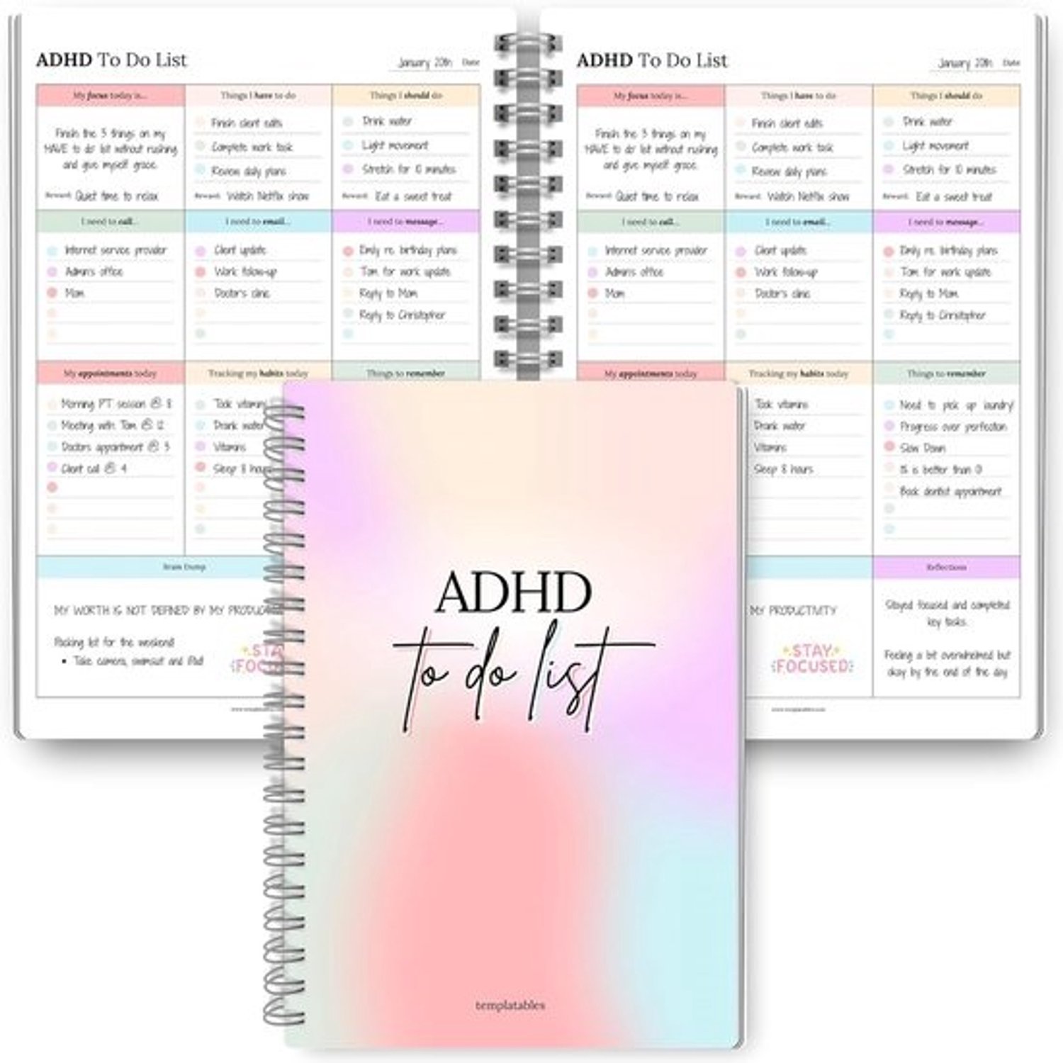 Dagelijkse Planner - To Do Lijst - ADHD Structuur - Begeleide Lay-out - A5 Formaat - Kleurrijk