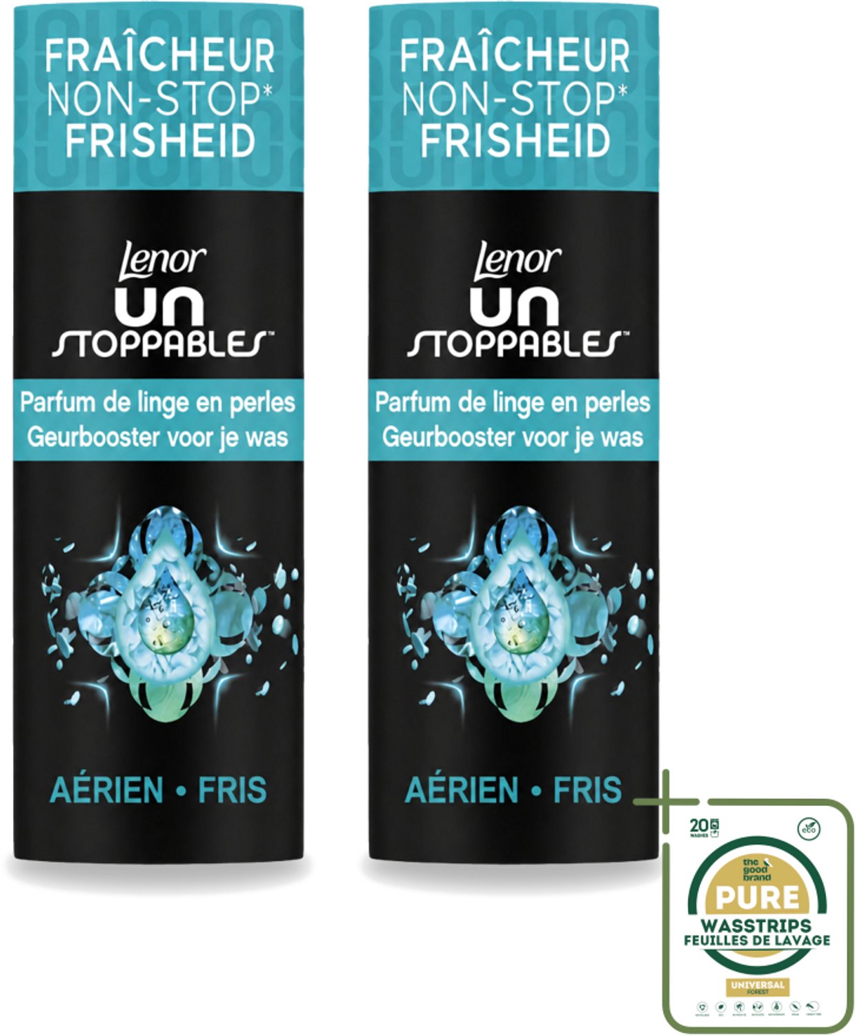 2 x Lenor Unstoppables - Geurbooster - Fris - 13 Wasbeurten - Wasstrips - Geurbooster - Frisheid - Citrusgeur - Fruitige Geur - Bloemige Geur