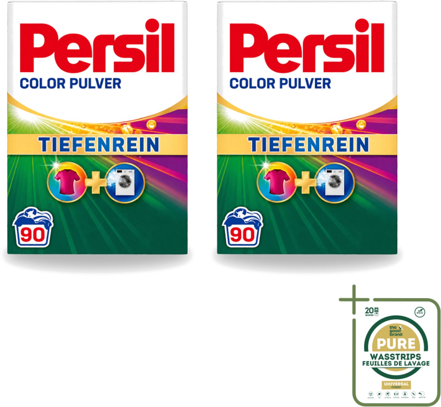2 x Persil Color - Waspoeder - Gekleurde Was - 90 Wasbeurten - Wasstrips - Waspoeder - Gekleurde Was - Vlekverwijdering - Kleurbehoud - Wasmachine