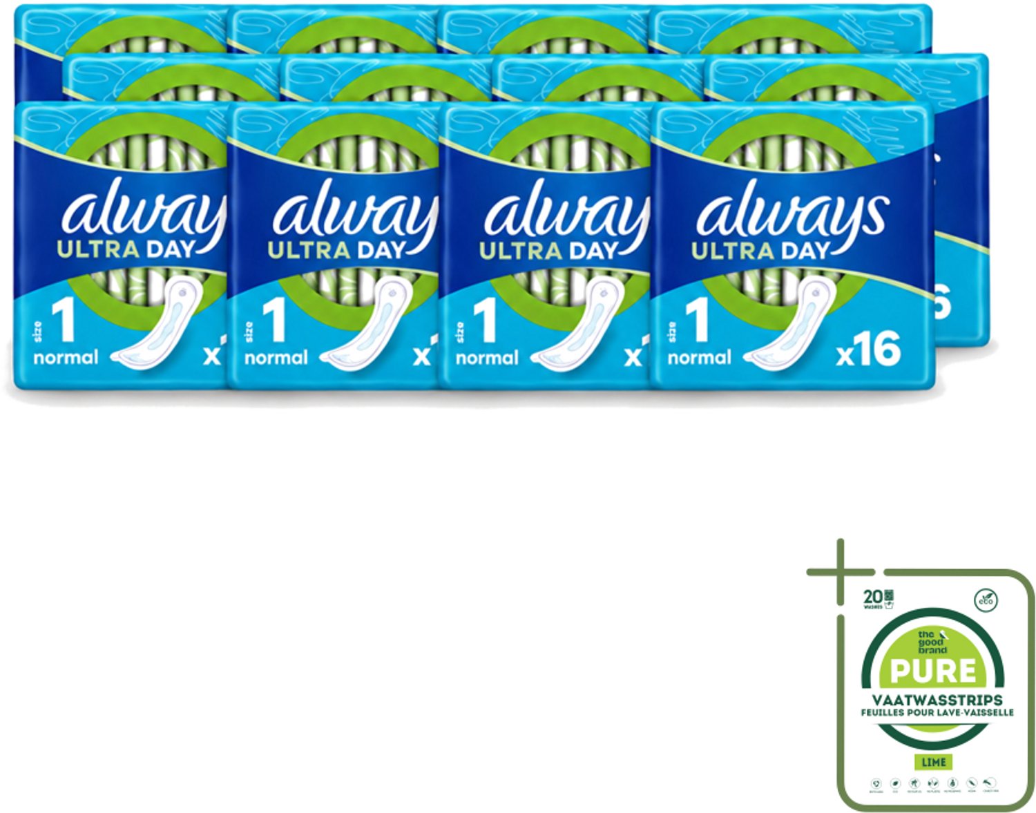 12 x Always – Maandverband – Ultra Normal – 16 Maandverbanden - Grootverpakking - Maandverband Normaal - Menstruatie Bescherming - Dagelijks Maandverband - Ultra Normaal Maandverband - Droge Maandverband