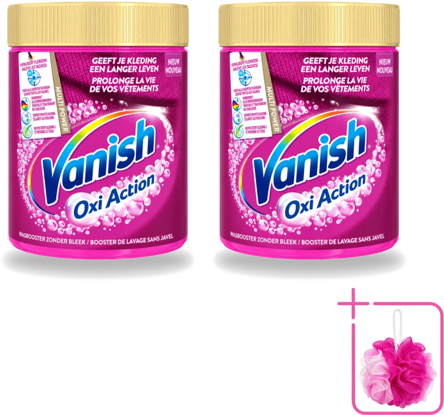 2 x Vanish Oxi Action - Vlekkenverwijderaar - Wasbooster - Zonder Bleek - Gekleurde Was - 550 Gram - Bulkverpakking - Vlekkenverwijderaar - Douchemop - Wasbooster