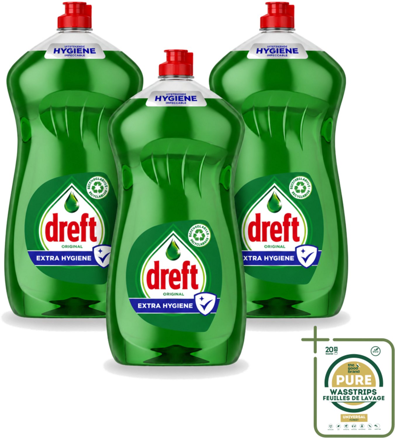 3 x Dreft Original - Vloeibaar Afwasmiddel - Extra Hygiëne - 1.2 L - Afwasmiddel Vaat - Hygiëne Vaat - Vetvrij Vaat - Vaat Reinigen - Vaat Reinigingsmiddel
