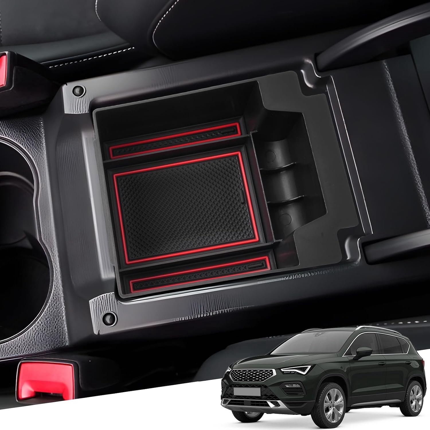Central console opbergdoos Seat Ateca 2016-2023 - Organiser tray - Verbeterde opslag - Optimaliseer uw interieur - ShopVlot