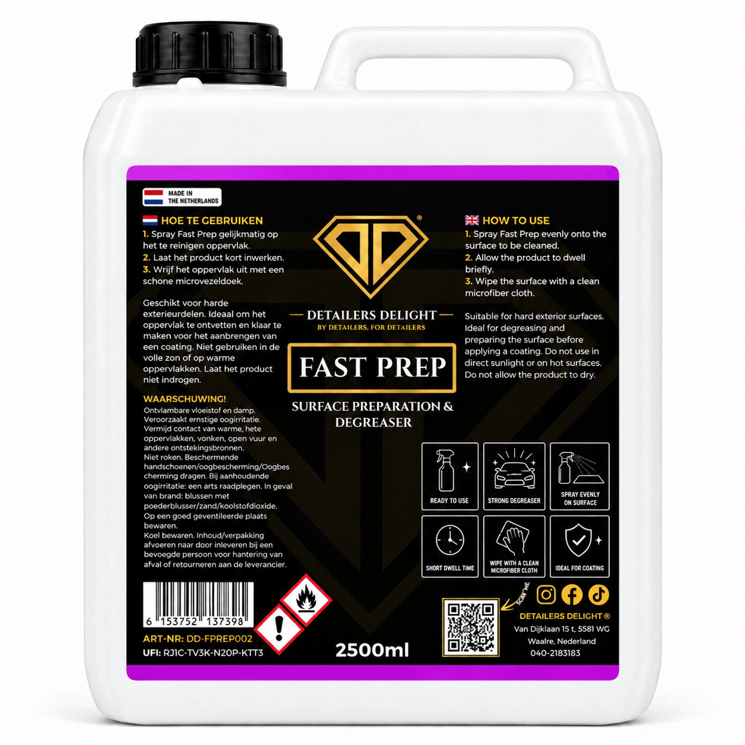 Detailers Delight Fast Prep 2,5L – Krachtige Ontvetter voor Coating Voorbereiding