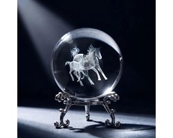 HDCRYSTALGIFTS 3D Laser Paard Kristal 60mm Bal Kristal Presse-papier Beeldje Home Art Decor Ambachten