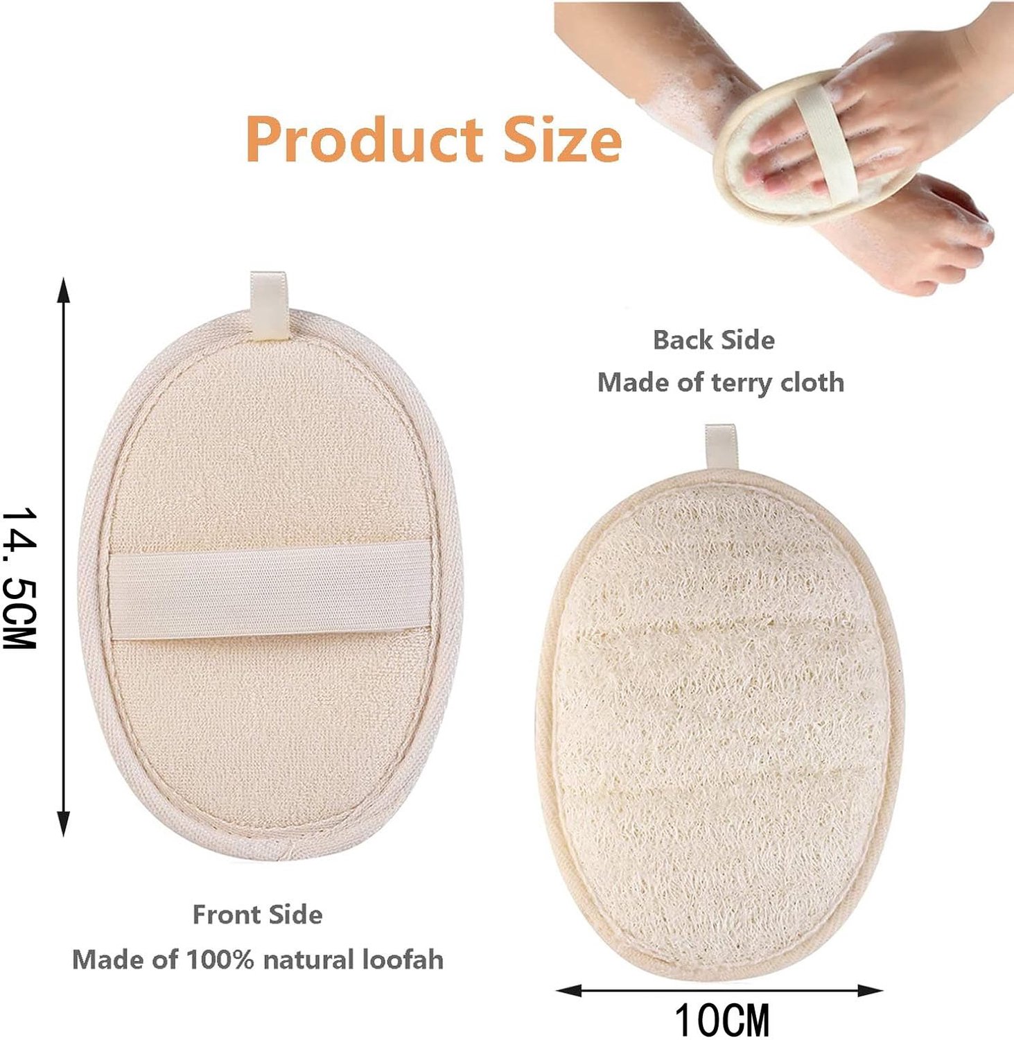 LIDOUK Natuurlijke Loofah Spons Exfoliërende Body Scrubber, Exfoliërende Loofah Spons, Natuurlijke Loofah Douche, Douche Body Exfoliator Scrubben Pads