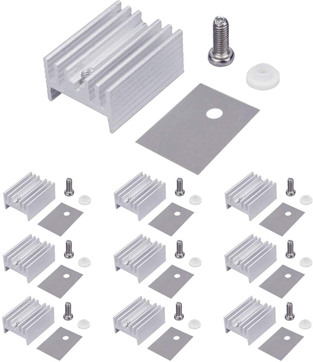 WayinTop 10Set Aluminium TO-220 Koellichaam Montage Kits, Koellichaam + Schroef + Sluitring + Isolatie Gegummeerd - ShopVlot