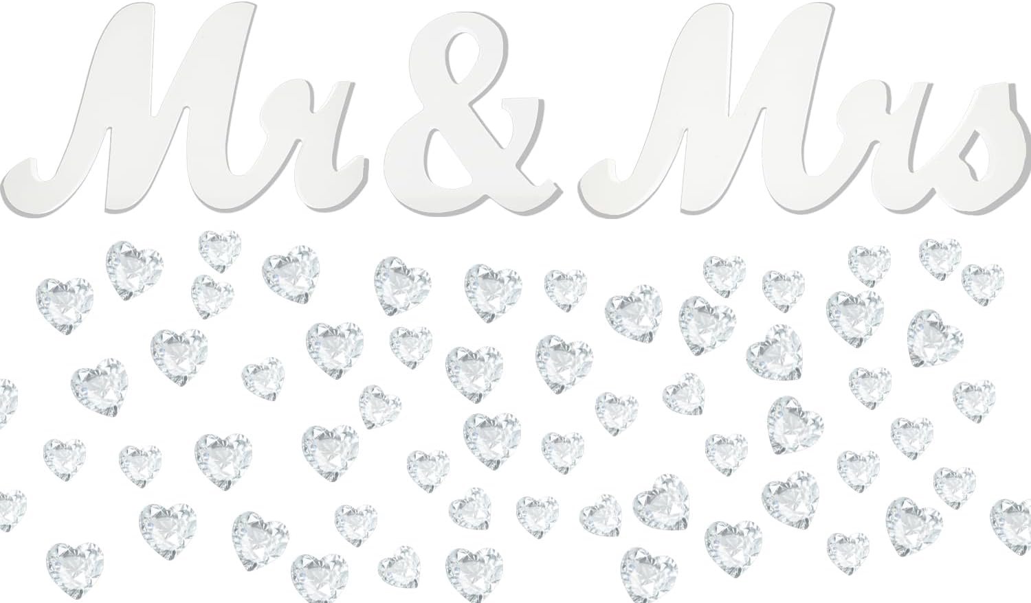 Tafeldecoratie bruiloft - houten Mr & Mrs - met fonkelende diamanten - voor een stijlvolle tafelsetting - ShopVlot