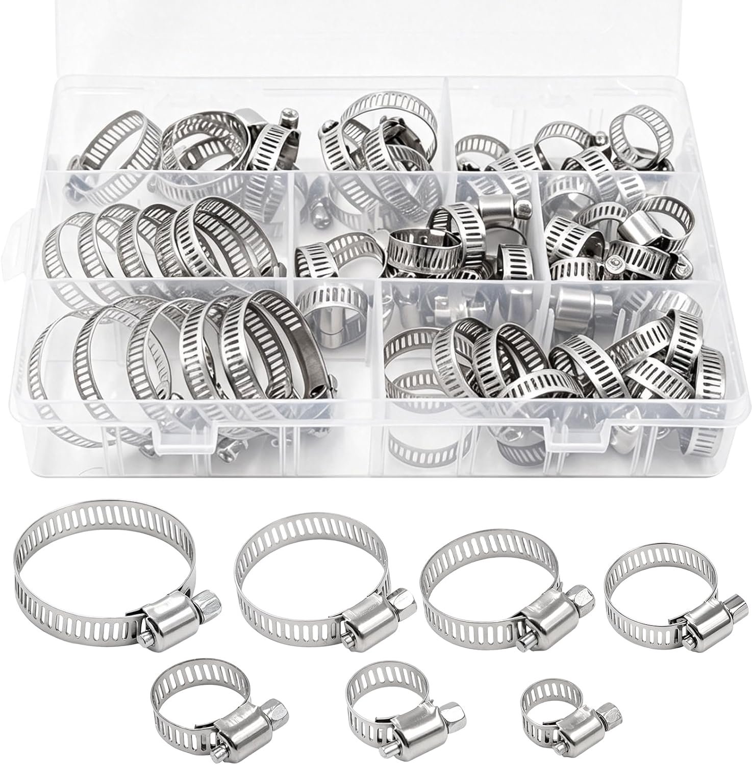 Slangklemmen set van 60 - verstelbaar 6-38 mm - roestvrij staal 304 - duurzame prestaties - ShopVlot