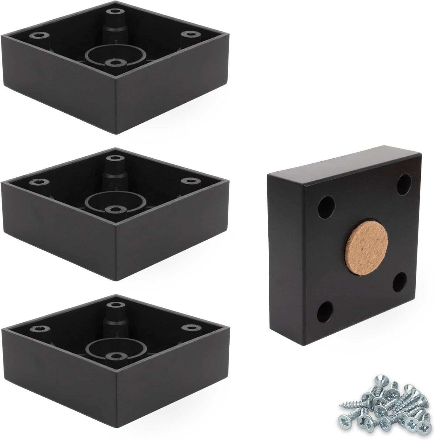 Meubelpoot 2,5 cm hoog - vierkante kunststof - met viltglijders - ideaal voor meubels - ShopVlot