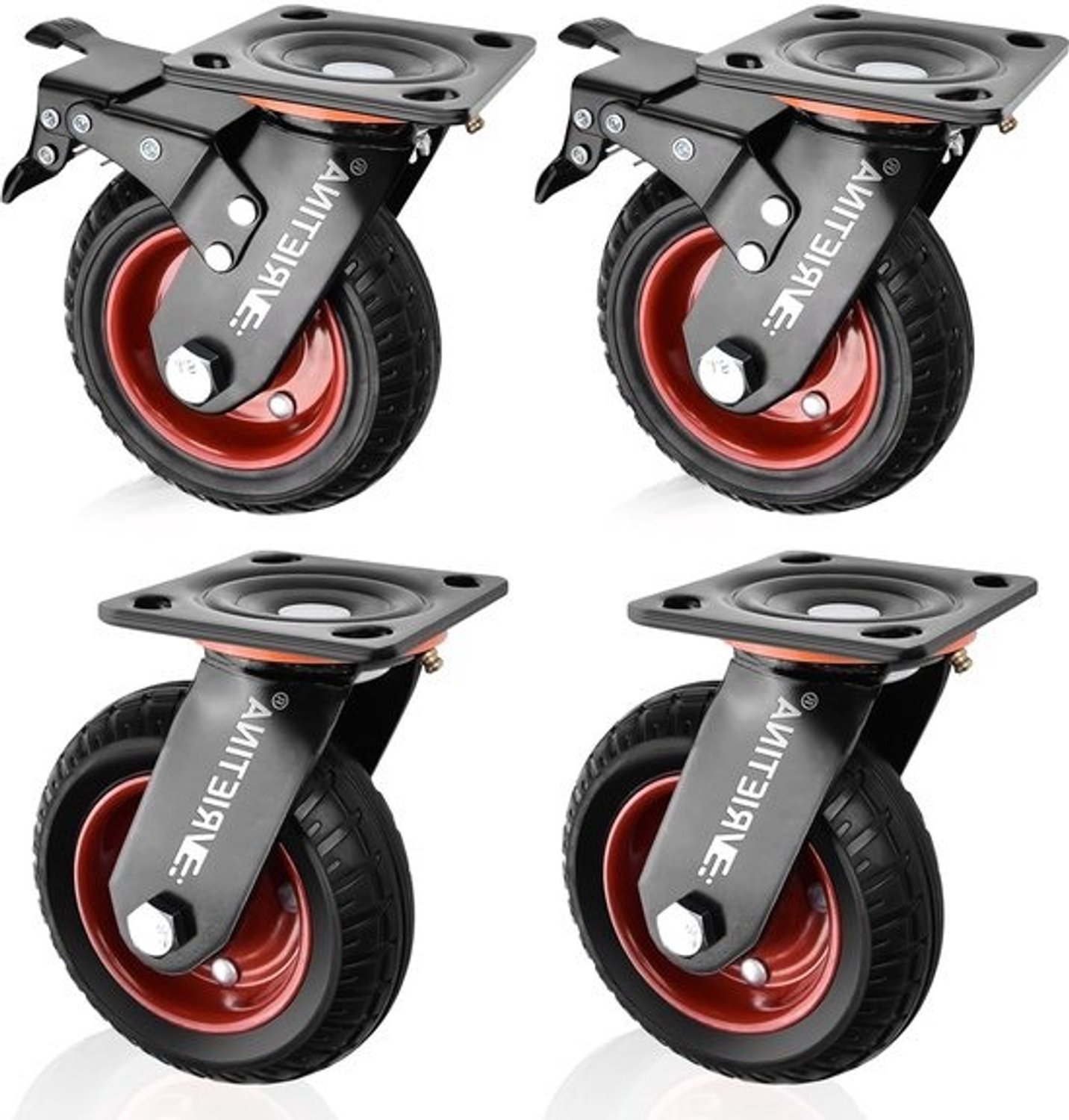 Transportwielen Set - Zwenkwielen - Zware Lasten Verplaatsen - Robuuste Constructie - 15 cm - Zwart
