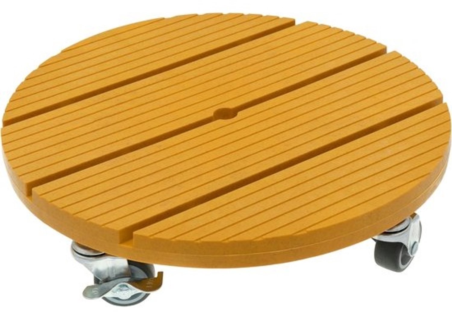 Plantenroller Rond - Bloempotonderzetter Trolley - Binnen & Buiten - Weerbestendig WPC Materiaal - Ø 30 cm 80 kg - Mosterdgeel