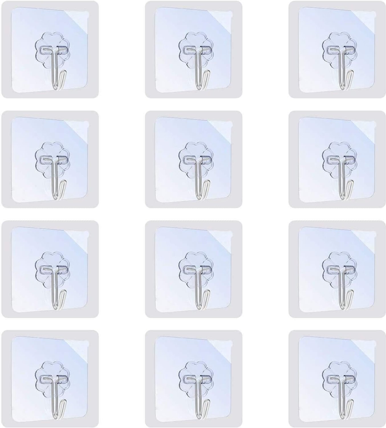 Transparante zelfklevende haken 12 stuks - PVC - 1 tot 3 kg draagvermogen - Perfect voor wanddecoratie - ShopVlot