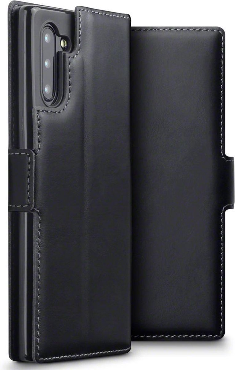 Qubits - lederen slim folio wallet hoes - Samsung Galaxy Note 10 - Zwart