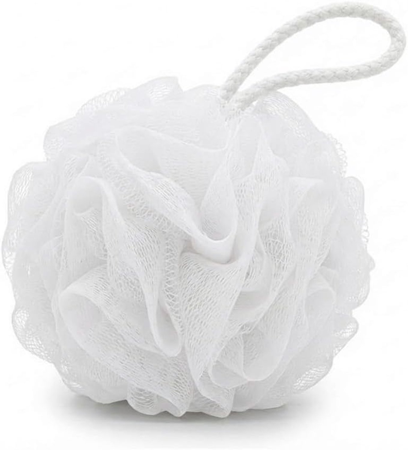 Bad spons luffa mesh - witte kleur - 12.5 cm diameter - zachte en comfortabele reiniging - ShopVlot