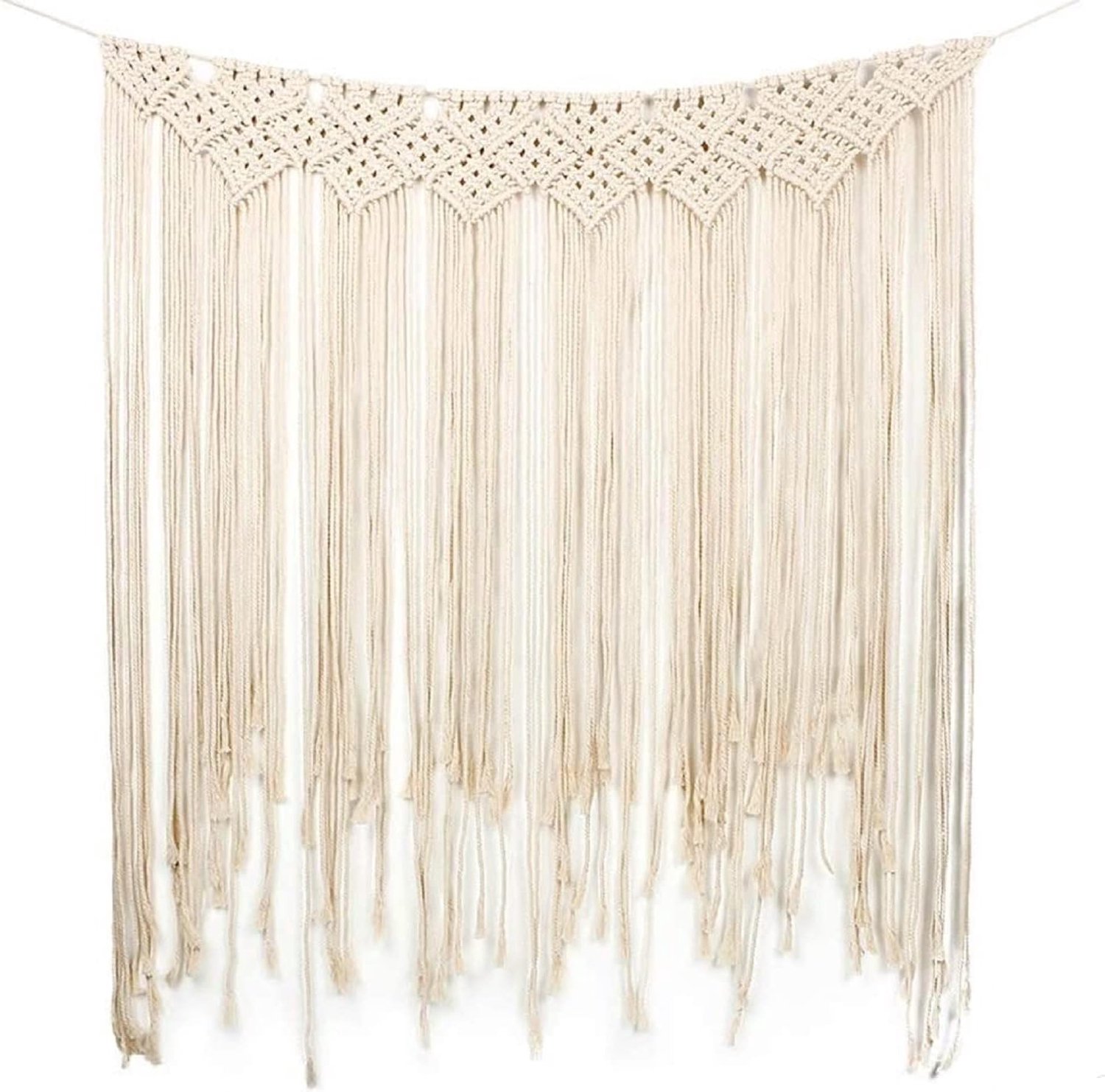 Macrame wanddecoratie 115 x 100 cm - handgemaakt van katoen - bohemian wandtapijt - perfect voor woonkamer - ShopVlot