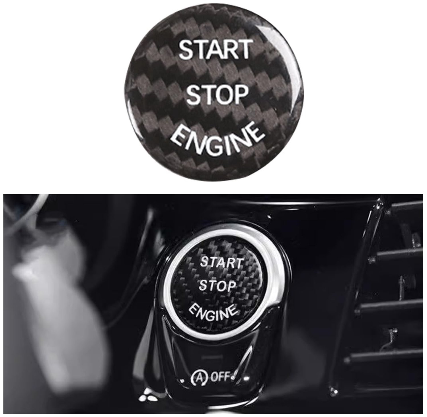 Startknop Cover - Carbon Fiber (Zwart) - Decoratieve Sticker - Beschermt en verfraait - SnelShoppen