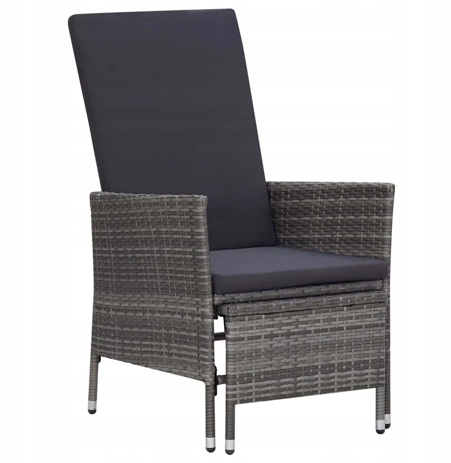 Grijze Loungestoel met Voetenbank 62x131x106 cm