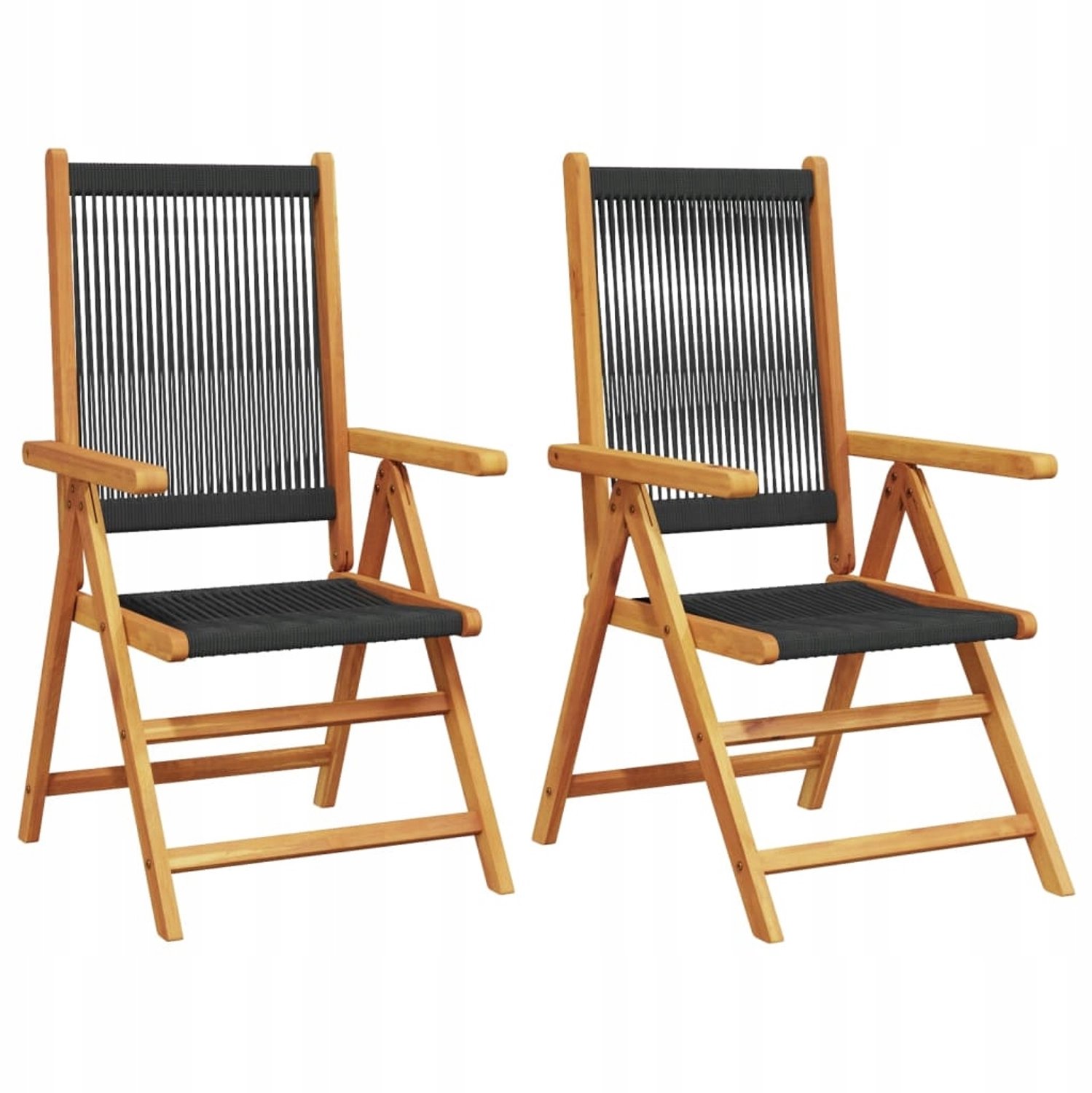 2x Houten Tuinstoelen Acaciaplus Verstelbaar Zwart