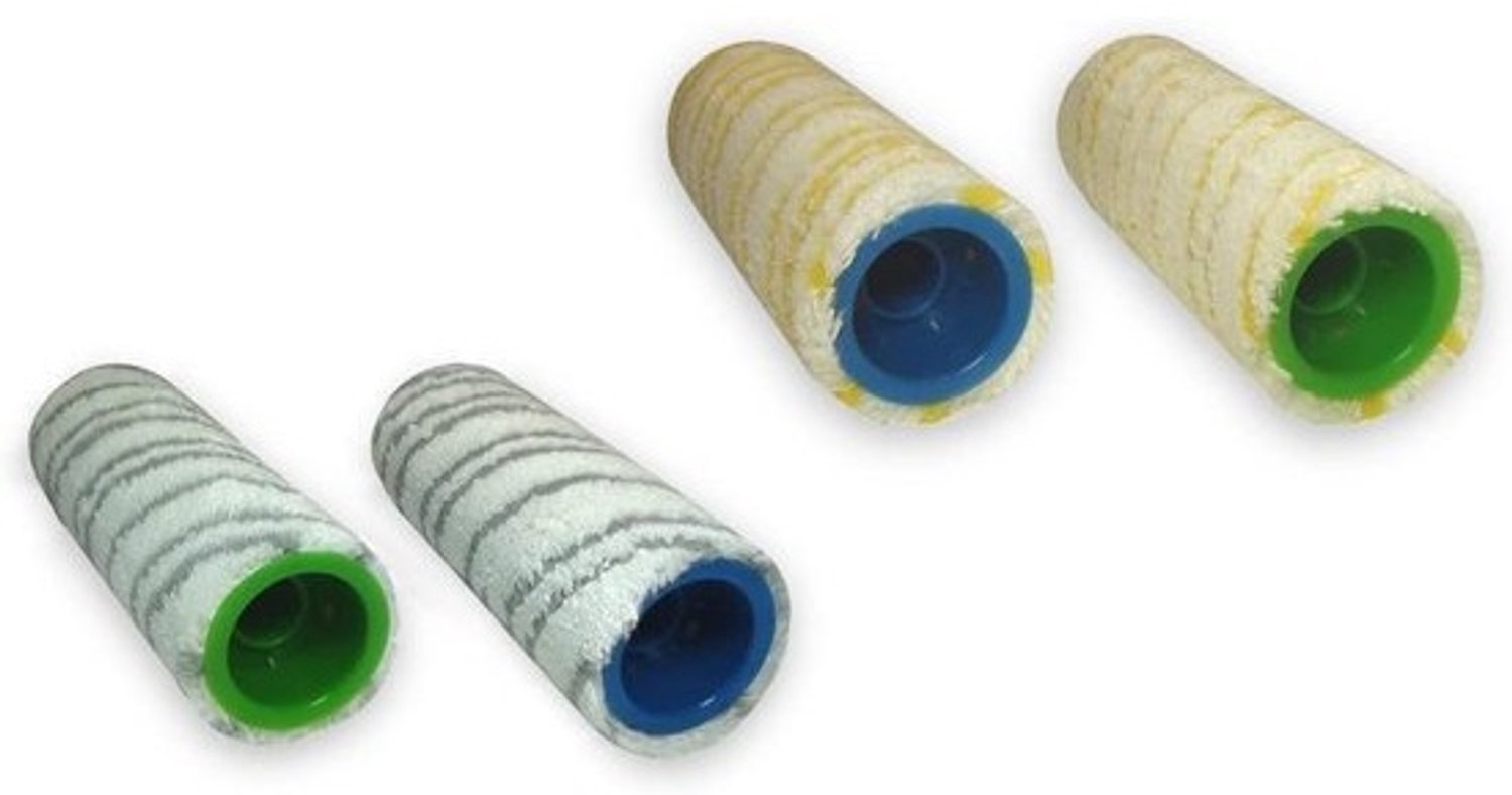 Vloerreiniger Rolset - Schrobrollen Set - Vloeren Reinigen - Verschillende Kleuren - 4 stuks - Geel/Grijs