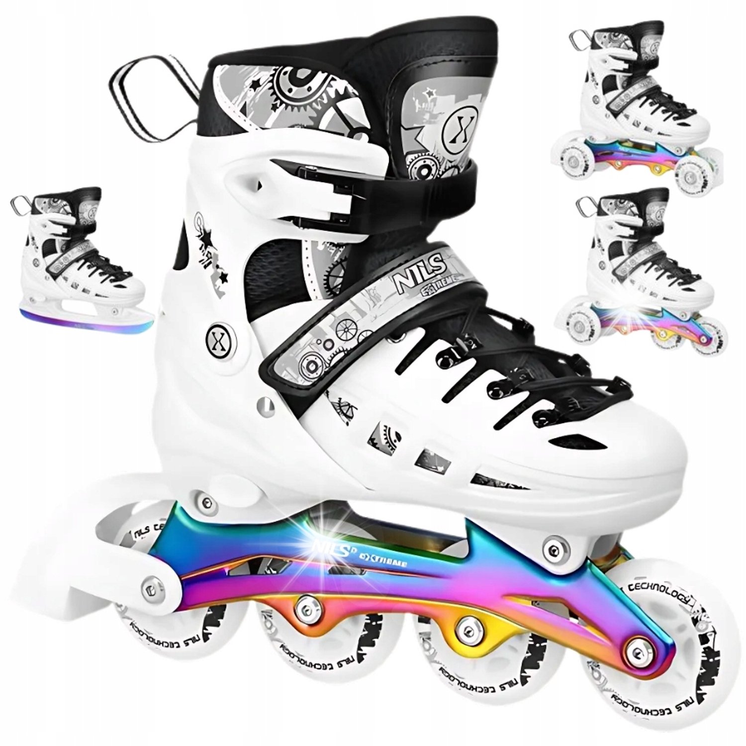 Merkloze 4-in-1 Schaatsen/Skeelers/Skates/Rolschaatsen LED