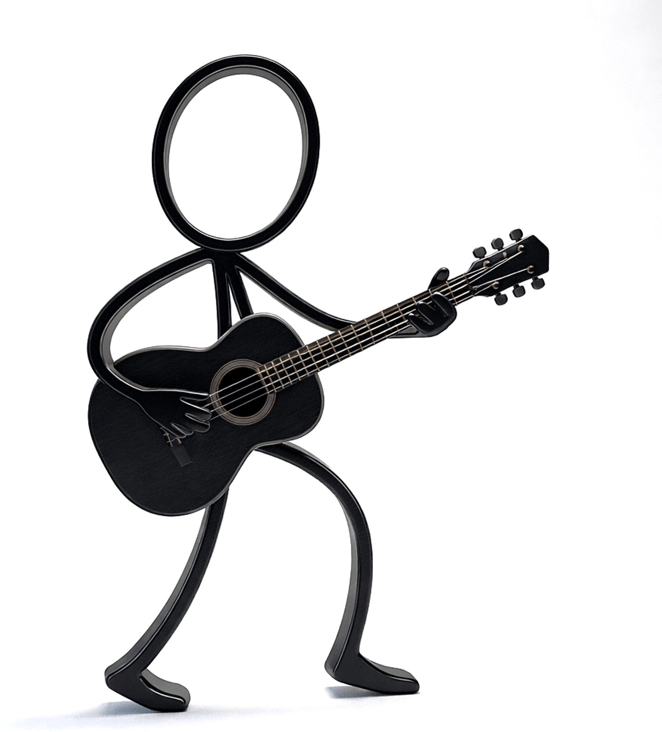 Stickyman Gitaarspeler in Actie - zwart - 20 cm