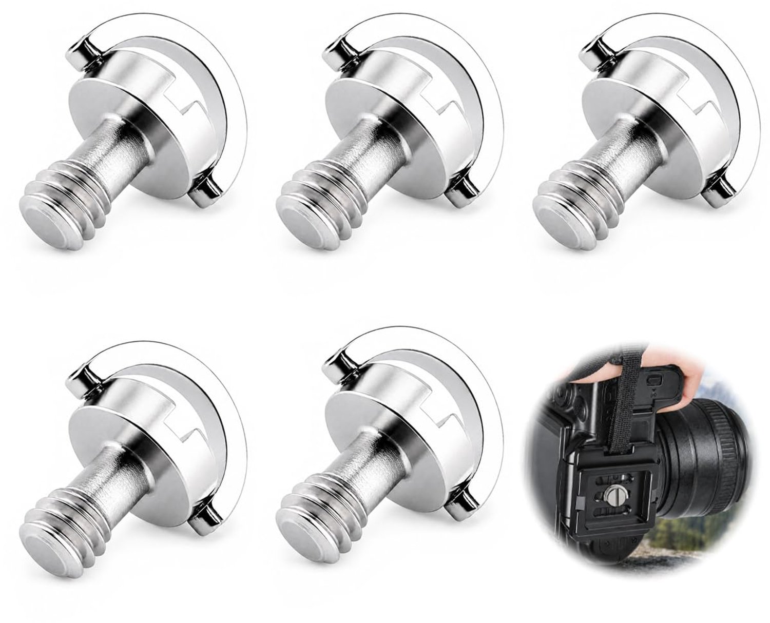 Zolara 5 stuks 1/4 inch cameraschroeven met C-ring, 304 roestvrij stalen bevestigingsschroeven voor snelwisselplaat - ShopVlot