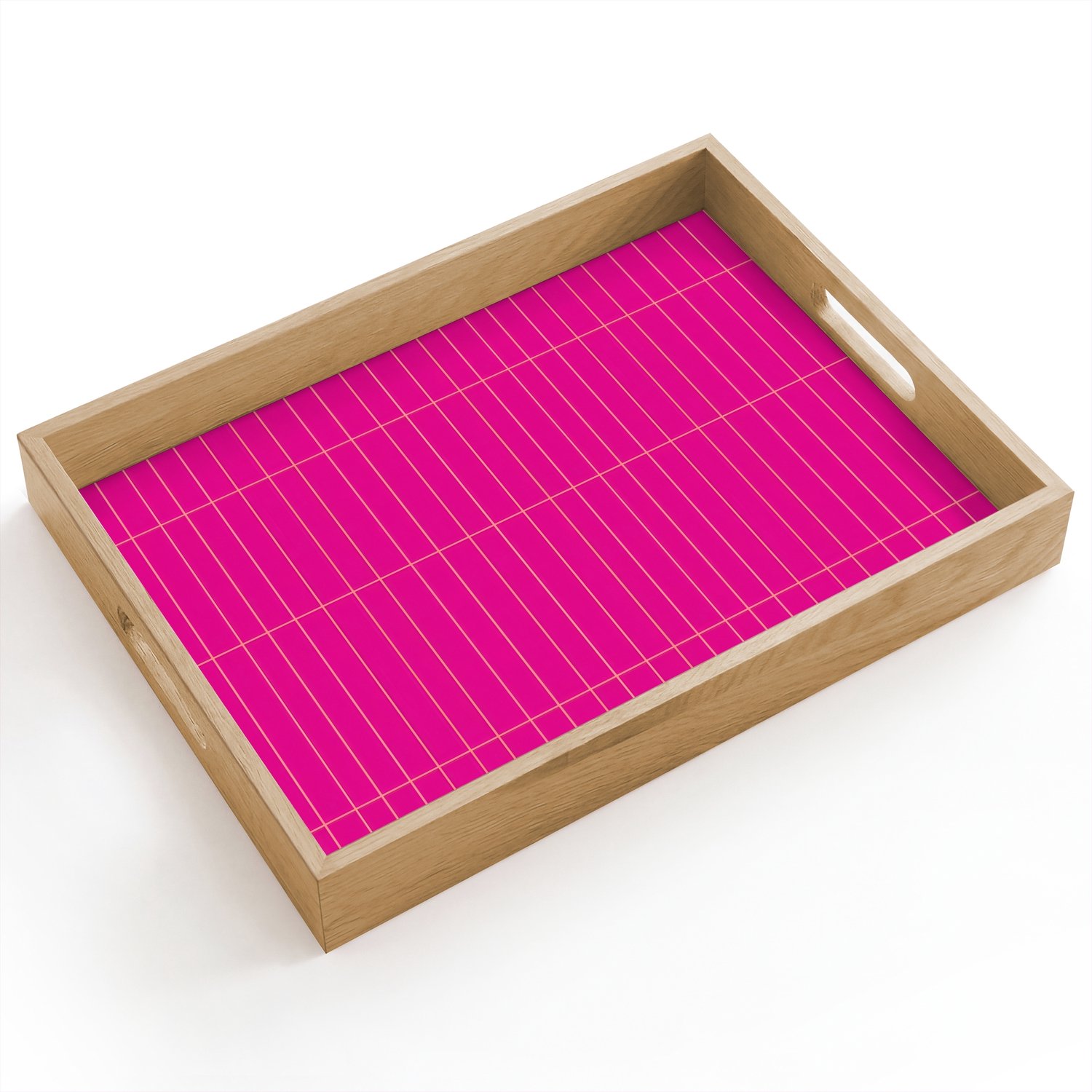 Dienblad hout 40x30 cm - Schootdienblad - Patroon - Tegel - Magenta - Roze - Borrelplank rechthoek - Plateau dienbladen