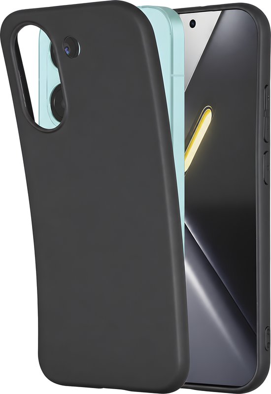 Zwarte flexibele siliconen achterkant voor de mintkleurige Xiaomi Poco X8 Pro.
