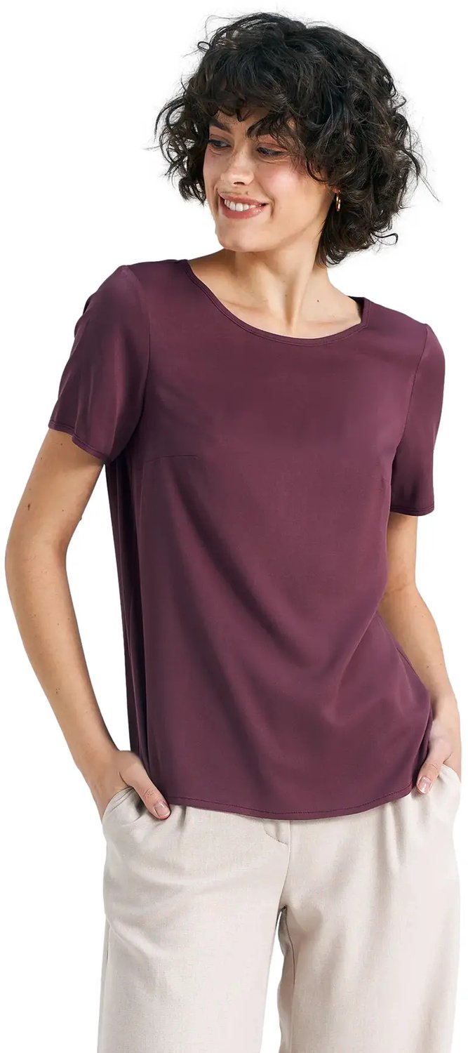 Basisblouse met korte mouwen voor dames Nife Pruim