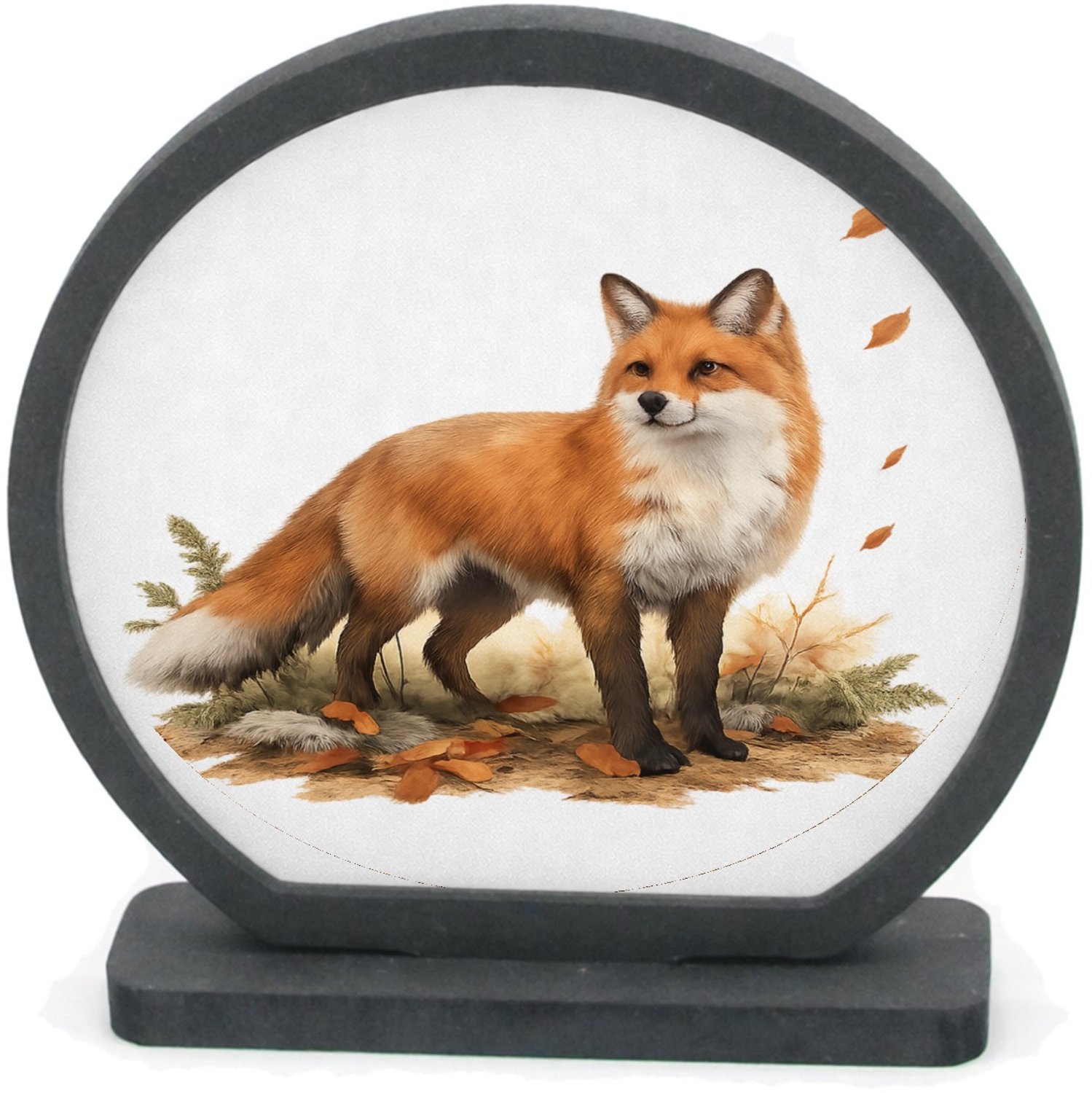 Mr Cadeautjes Houten fotolijst rond met MDF inleg - design Sfeervolle bosavond met een enkele sterke hoofdfiguur en war | cadeau Wit