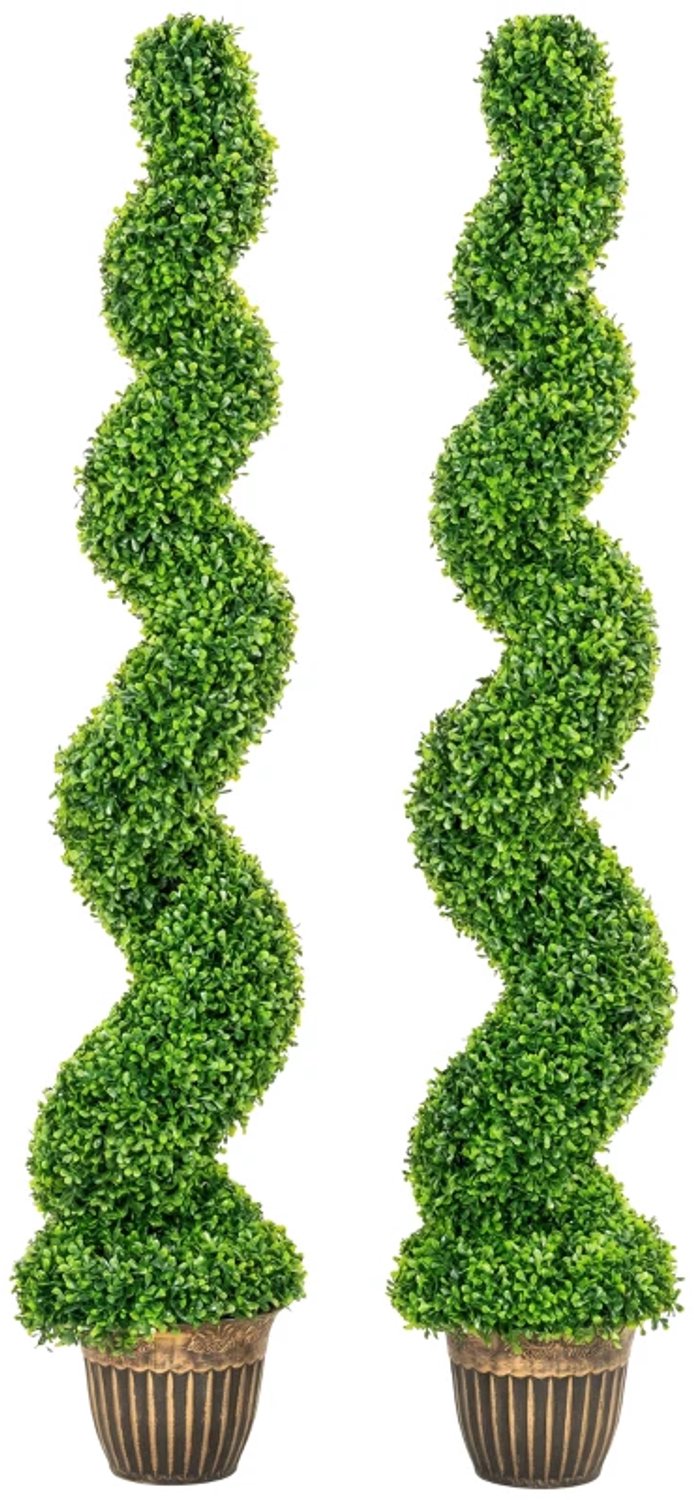ZYLARO Spiraalbuxus - Set van 2 - Inclusief pot - 150 cm hoog - Groen