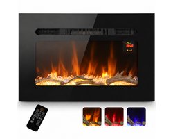 Sfeerhaard Elektrisch - Elektrische Wandhaard - Regelbare Vlam - Timer En Afstandsbediening - 1500W - Woonkamer - Zwart